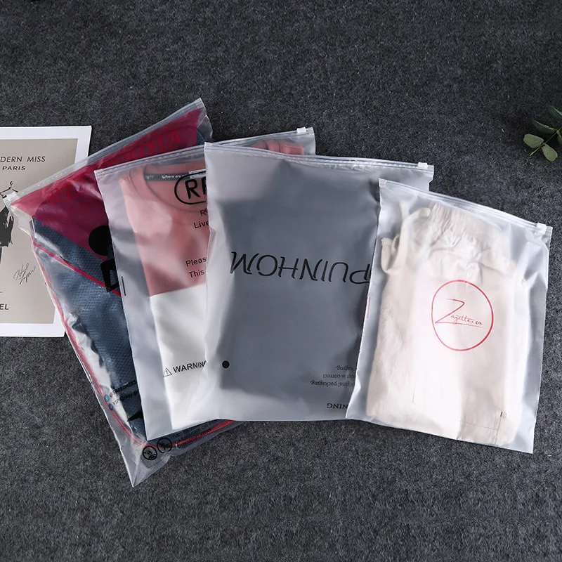 StoBag Transparent Frosted Clothes Packaging Zipper Ziplock Bags PE Plastic Storage Waterproof Sealed Towel Custom Logo Reusable