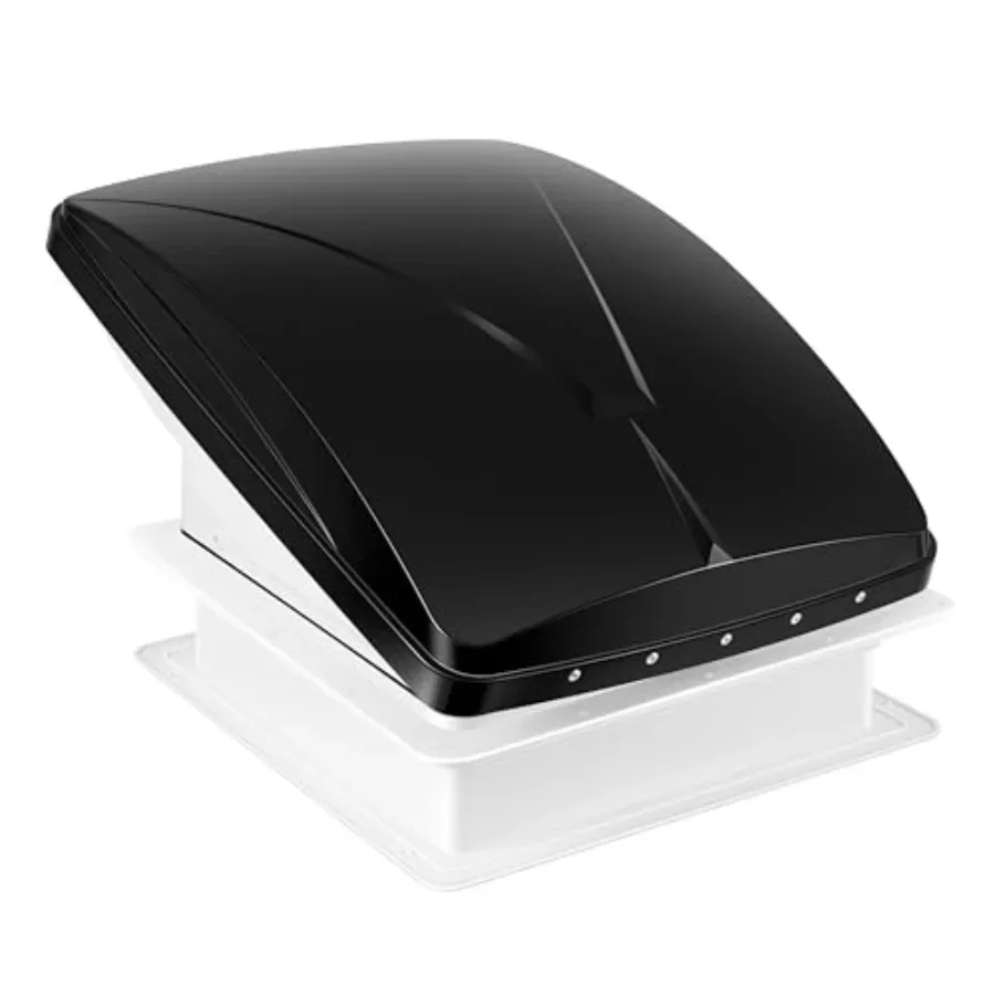 RV roof vent fan for ventilation, smoked polycarbonate, black, 6-speed reversible 12V with built-in rain shield, 14 x 14 view 5