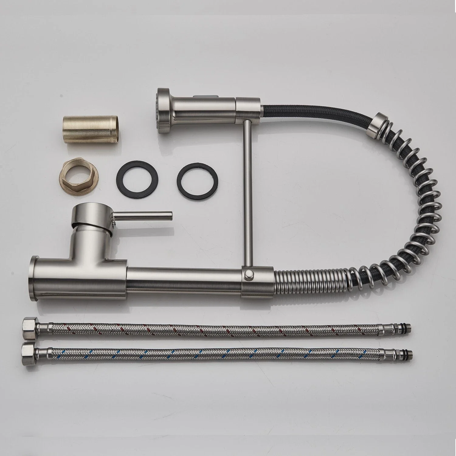 Kitchen Faucet Pull Out Stream Sprayer Deck Mounted Matte Black Mixer Tap 360 Degree Rotation  Kitchen Sink Hot Cold Taps