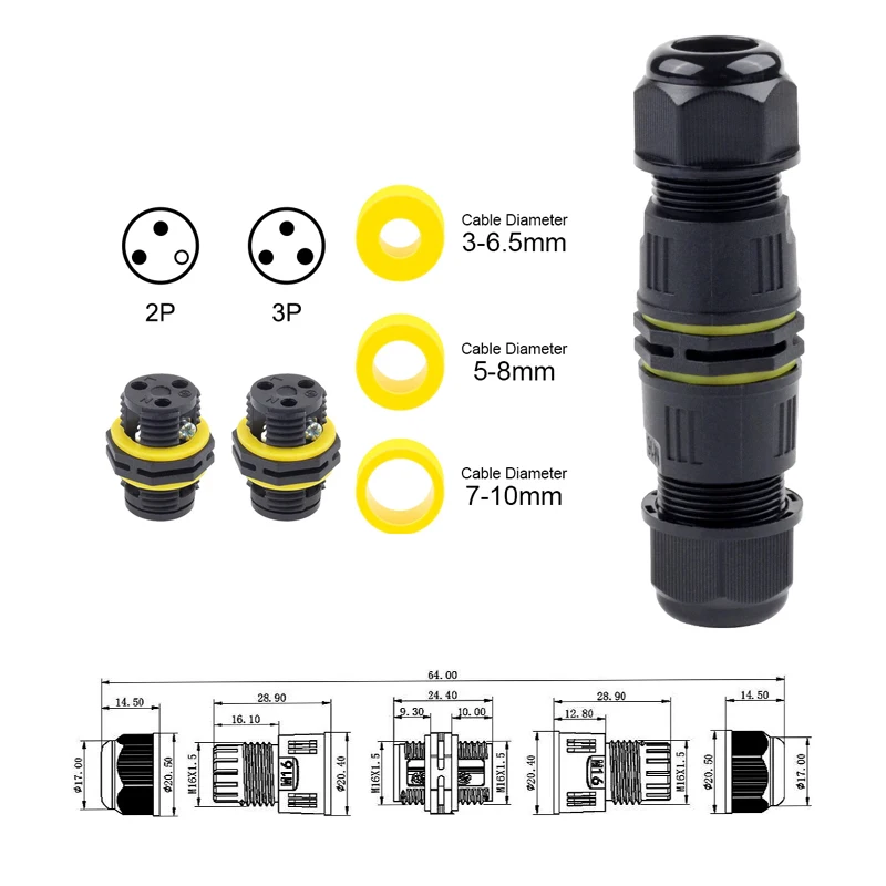 IP68 Outdoor Waterproof Connector  Wire And Cable Quick Coupling 2/3 Core Outdoor Street Lamp Rainproof Terminal Block