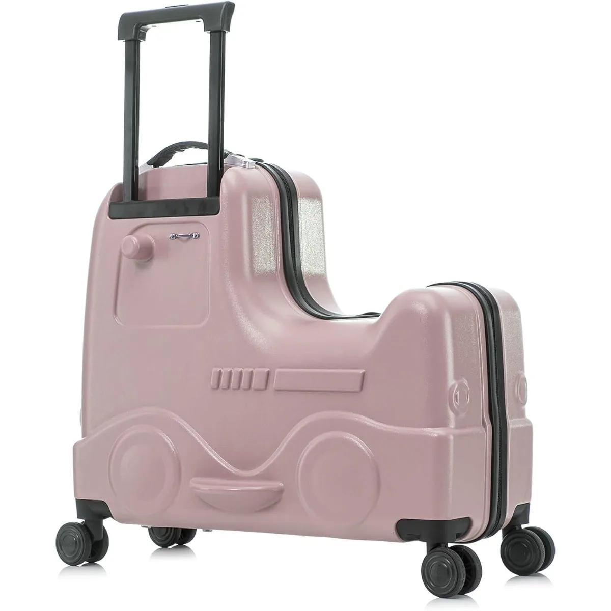 24 inch Children's Ride On Luggage with Safety Belt Waterproof Luggage Spinner wheels with Luggage Cover (24 inch Pink)