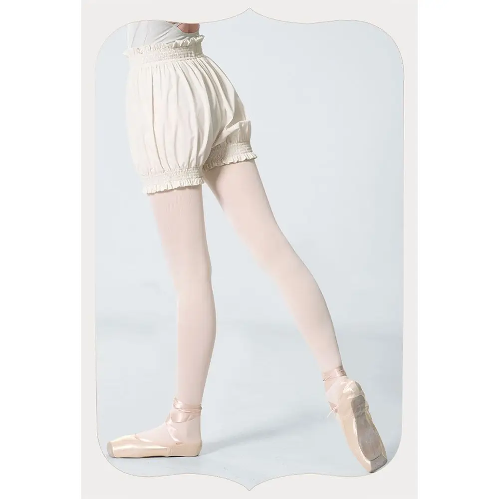 Pilates High Waist Dance Shorts Comfortable Nylon Ballet Shorts Ruffle Elastic Waistband Bloomers Ballet Practice
