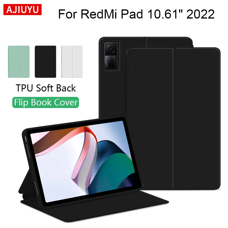 

Тонкий флип-чехол AJIUYU для Xiaomi Redmi Pad 2022, чехол 11,61 дюйма, складной защитный чехол-подставка для планшета с задней панелью из ТПУ