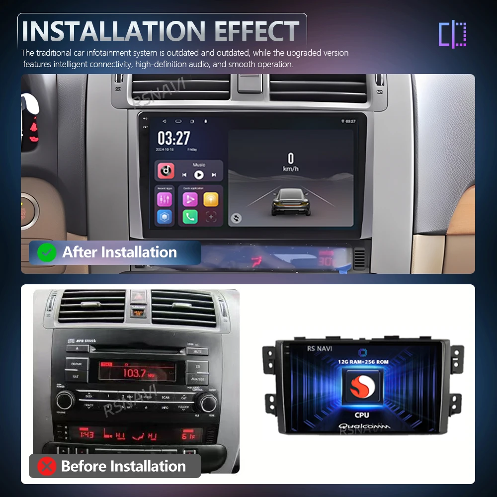 Android 16 Qualcomm For Kia Borrego Mohave 2008 - 2012 Carplay Car Radio Multimedia Video Player Navigation BT Stereo 360 Camera