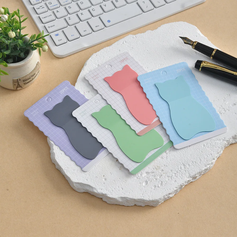 Notas Adhesivas Transparentes con Diseño de Gato, Blocs de Notas Autoadhesivos en Colores Pastel, Marcadores de Página con Animales Adorables para Estudiantes y Oficina