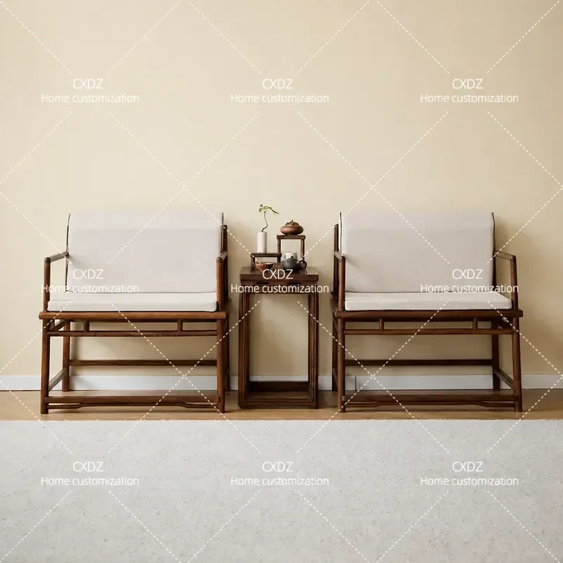 New Chinese Style Solid Wood Sofa Chair 3 Piece Set Armchair for Hotel Homestay Home Tea Room Master Chair Furniture
