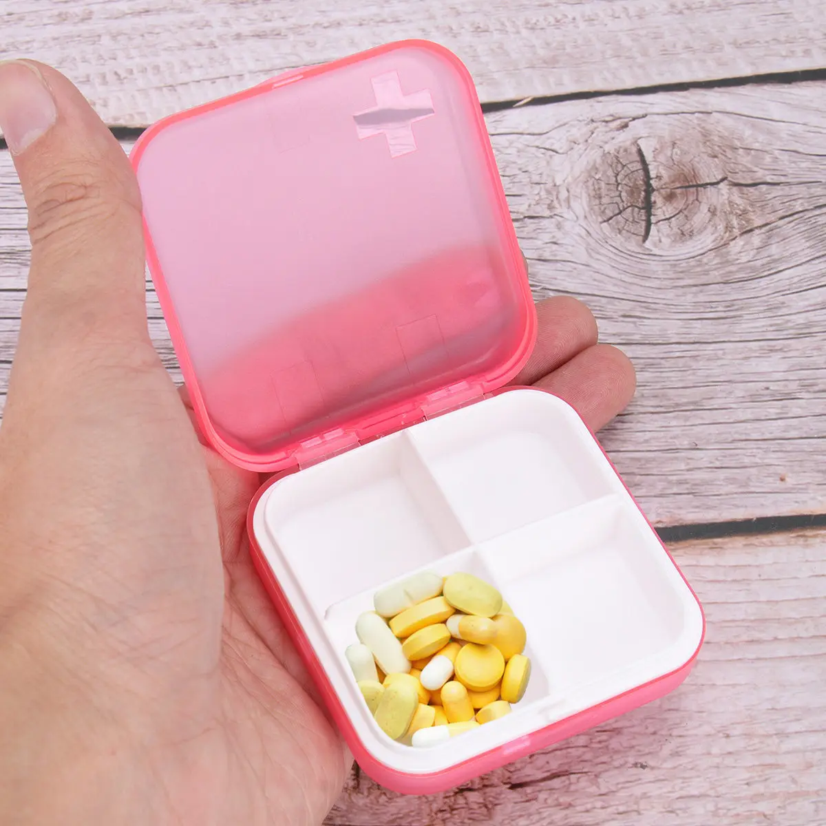 1Set Travel Pill Box 28 Compartments Portable Medicine Storage Case 7 Layers Organizer Dustproof Capsule Tablet Container Pink