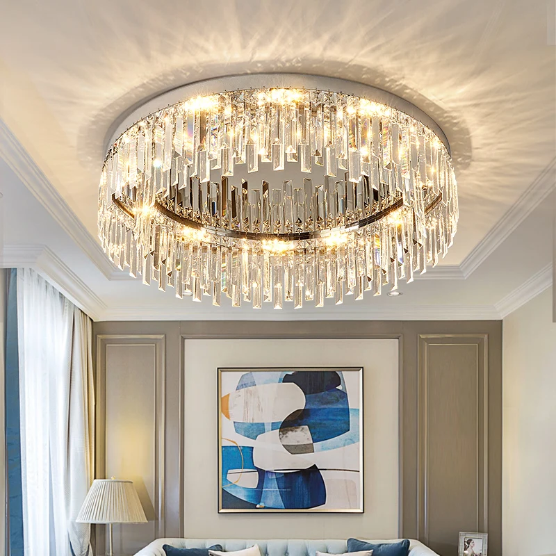 Ceiling modern simple light luxury crystal lamp duplex floor chandelier