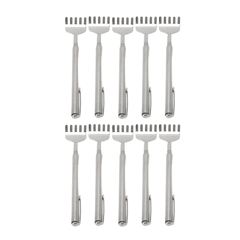 10Pcs Stainless Steel Back Scratcher Retractable Mini Portable Scratcher Eco-friendly with Pen Clip Itch Relief Tool Travel Use