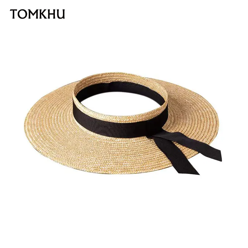 New Summer Big Wide Brim Empty Top Straw Sun Hat Ladies Outdoor Beach Sun Shade Straw Hat For Women Visor Cap Designer Derby Hat