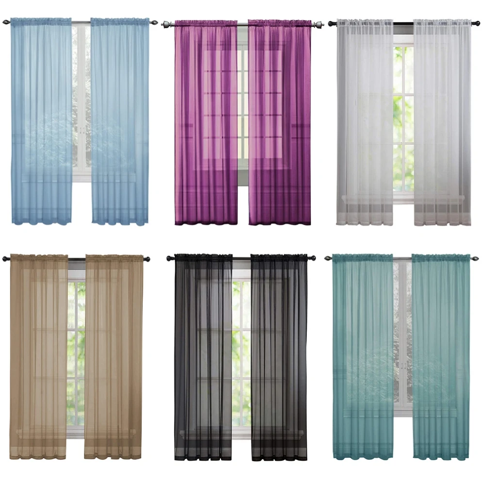 2 Panels Sheer Curtains Light Filtering Rod Pocket Solid Window Sheer Curtain Panels for Living Room Elegant Curtains Drapes