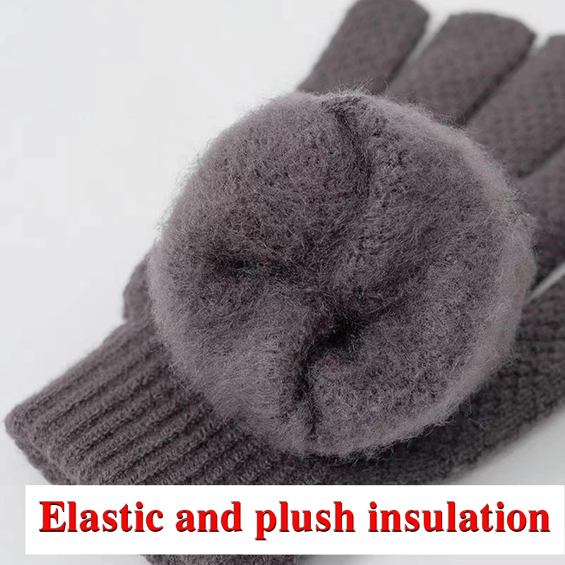 Winter Men Knitted Gloves Touch Screen Cycling Mittens Thicken Warm Wool Cashmere Solid Business Gloves Autumn Winter