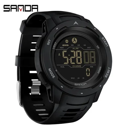 Imagen 2 del producto Marca SANDA, relojes para hombre, podómetro deportivo, calorías, 50M, reloj Digital LED resistente al agua, reloj de pulsera militar, reloj Masculino 2145