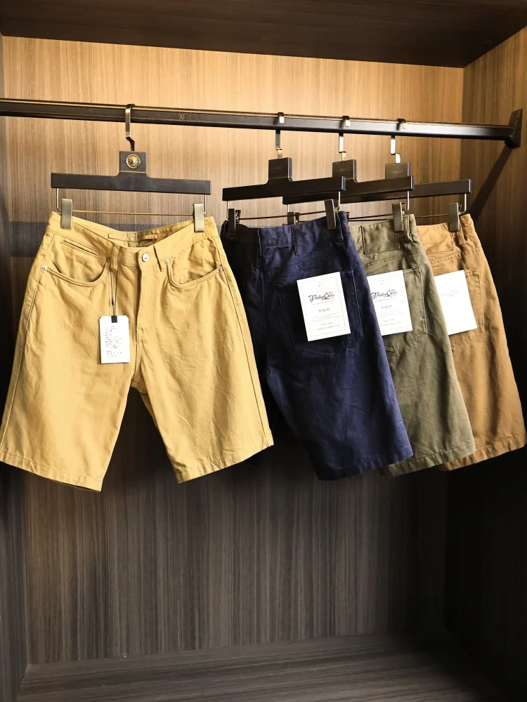 Retro American Cotton Shorts Men's Summer Casual Breathable Comfortable All-Match Commuting Leisure Shorts Trendy Straight Leg