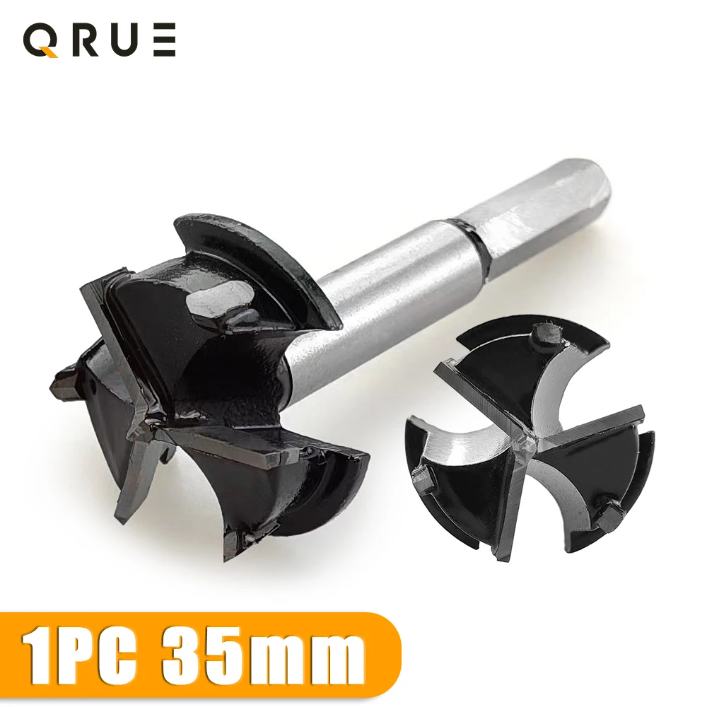 1Pc 35mm Forstner Drill Bit  3 Flutes Carbide Tip Wood Auger Cutter Woodworking Hole Saw Cutter For Power Tools Drill Bits