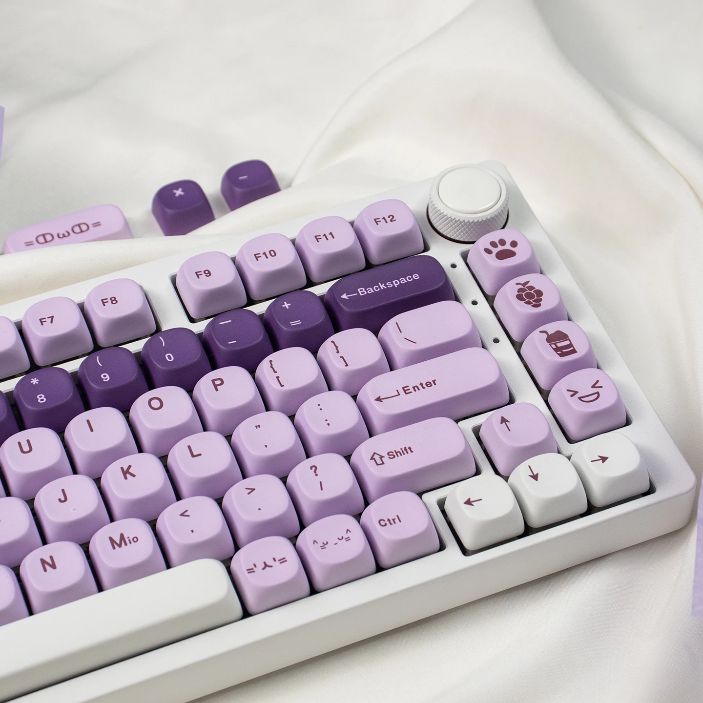 Grape Smoothie Theme Keycap 135 Keys PBT MOA Profile Cute Round Purple Keycaps For MX Cherry Mechanical Keyboard
