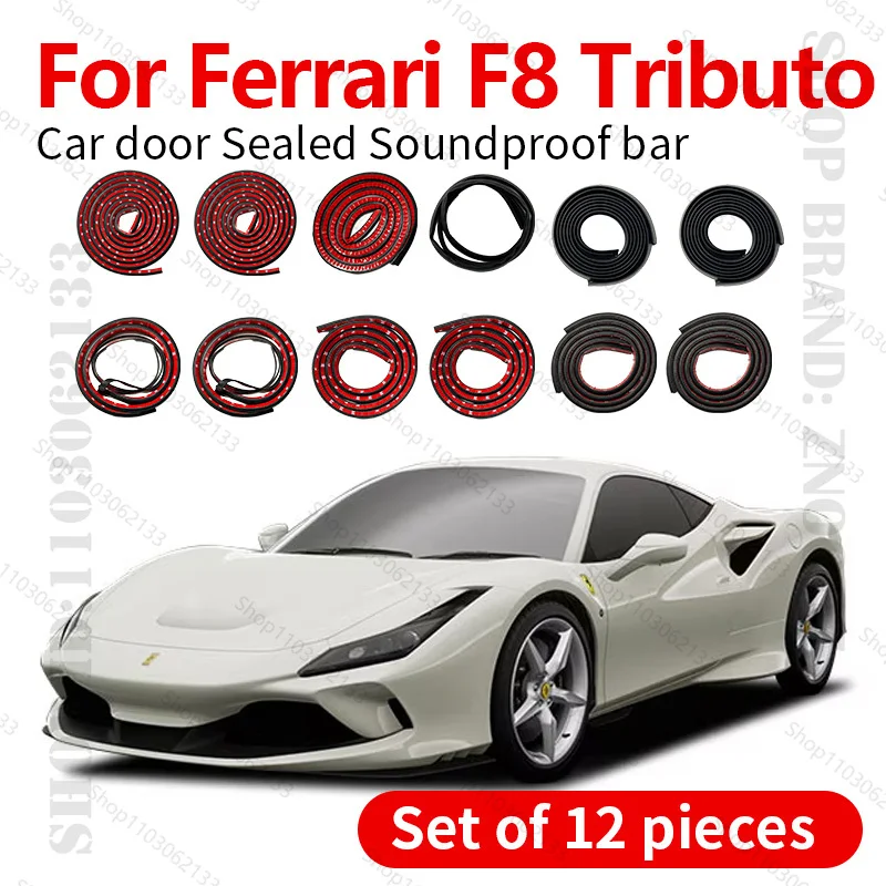 

For Ferrari F8 Tributo Car Door Seal Strip Rubber Double Layer Sealing Protector Soundproof Strip Dustproof Seal Strip 12PCS Set