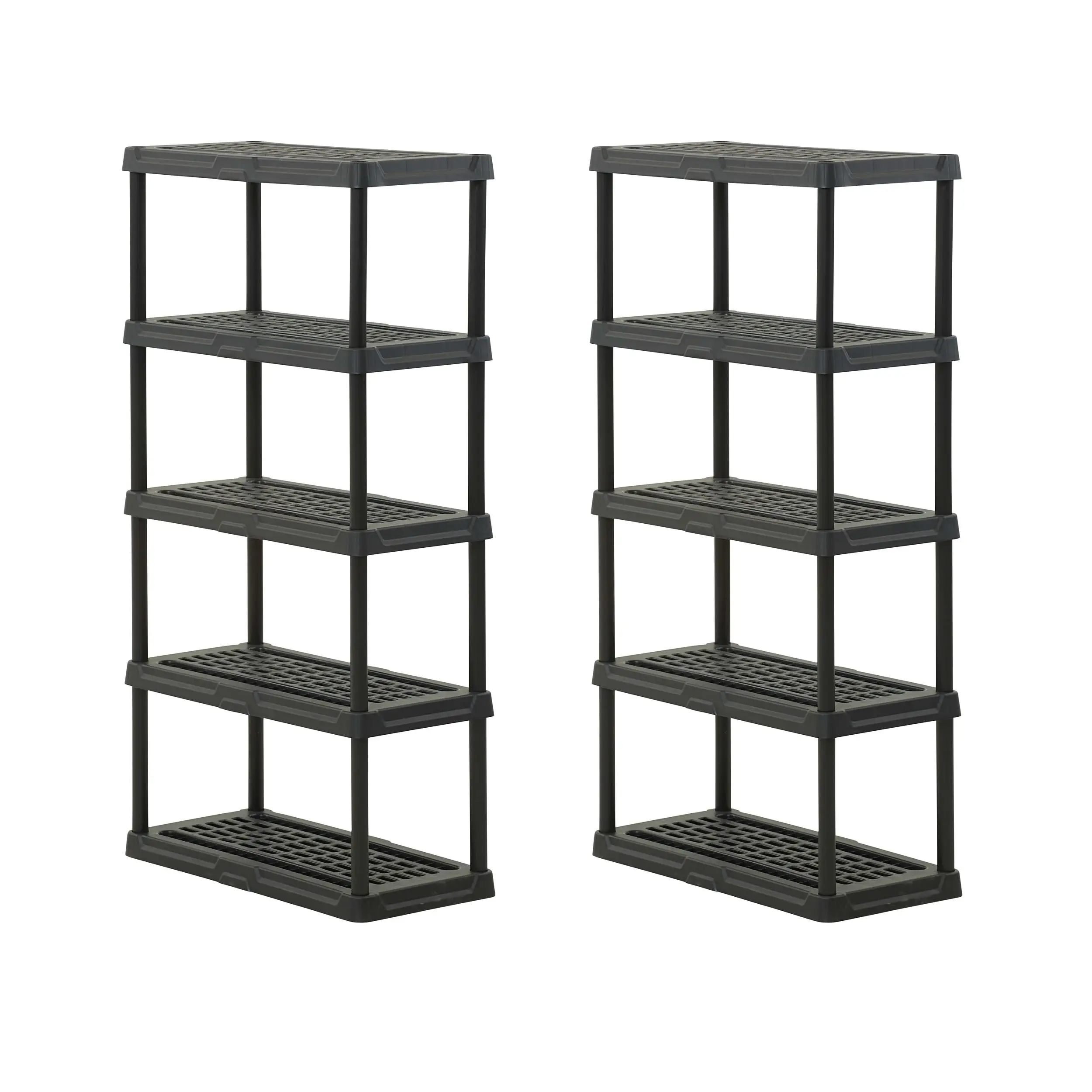 5-Tier Heavy Duty Plastic Storage Shelves for Garage, 2 Pack from Asurion, LLC