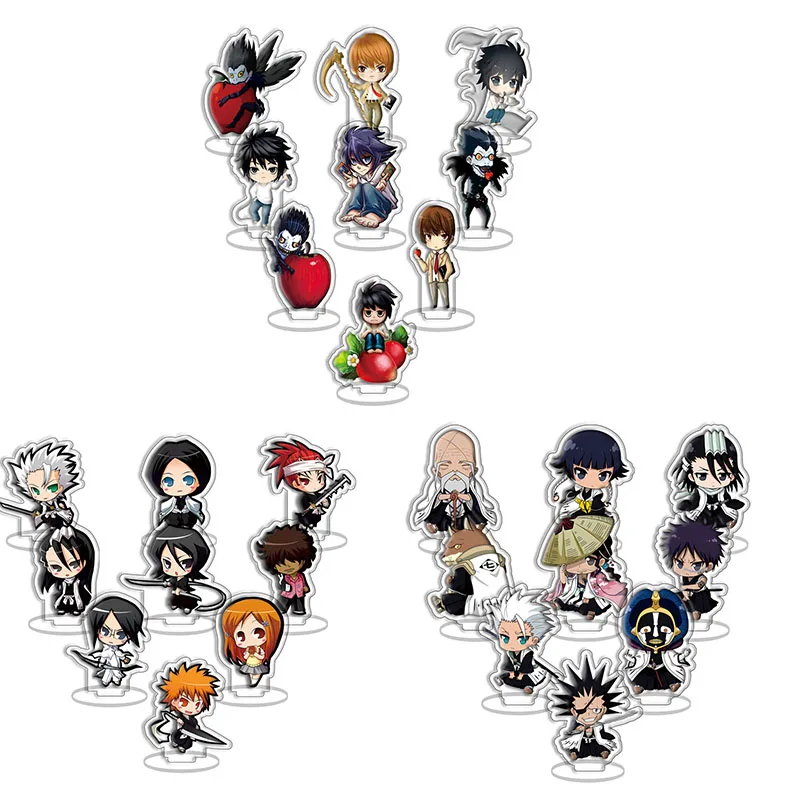 

9pcs/set Bleach Arcylic Stand Kurosaki Ichigo Kuchiki Rukia Keychain Cosplay Accessories Backpack Pendant Badge Cartoon Jewelry