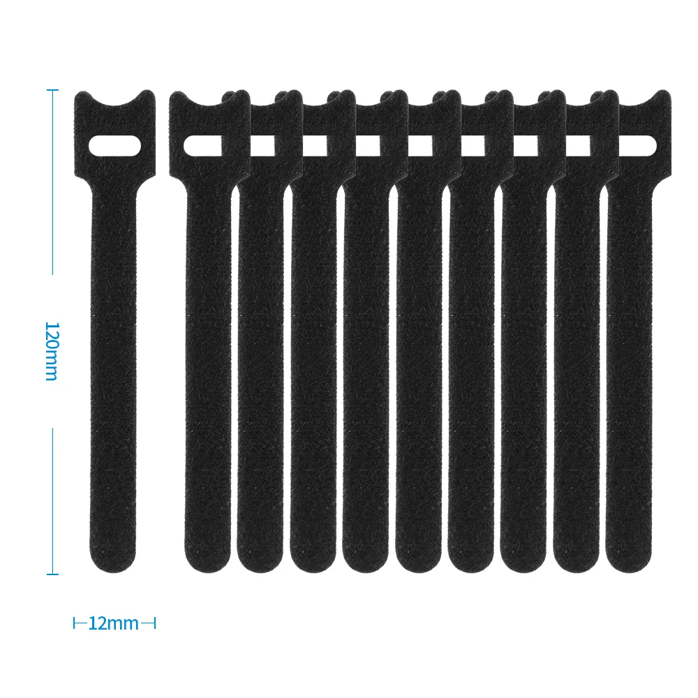 10Pcs Reusable Hook and Loop Cable Straps, Adjustable Releasable Nylon Cable Organizer Ties for Earphone Mouse Wire Management