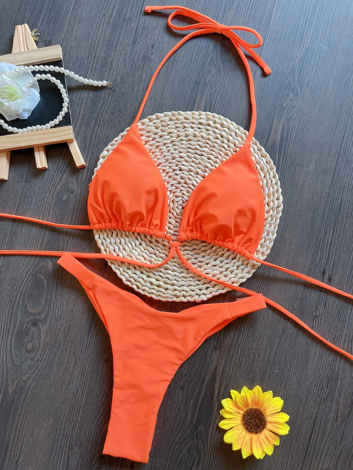 2025 Bikini Women Strap Solid Color Swimsuit Beach Holiday Swimsuit