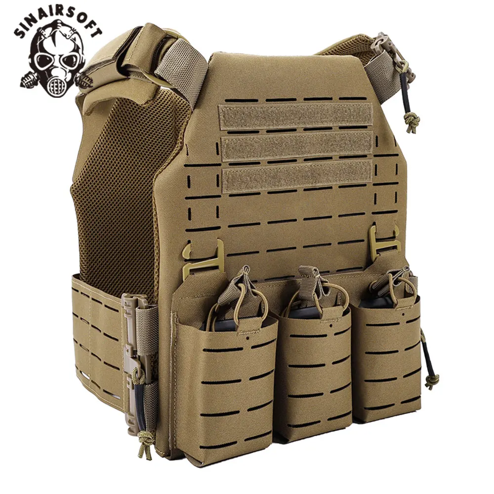 

SINAIRSOFT Tactical Nylon Vest Plate Carrier Laser Cut Molle Quick Release Security Vests for Hunting Paintball Gear