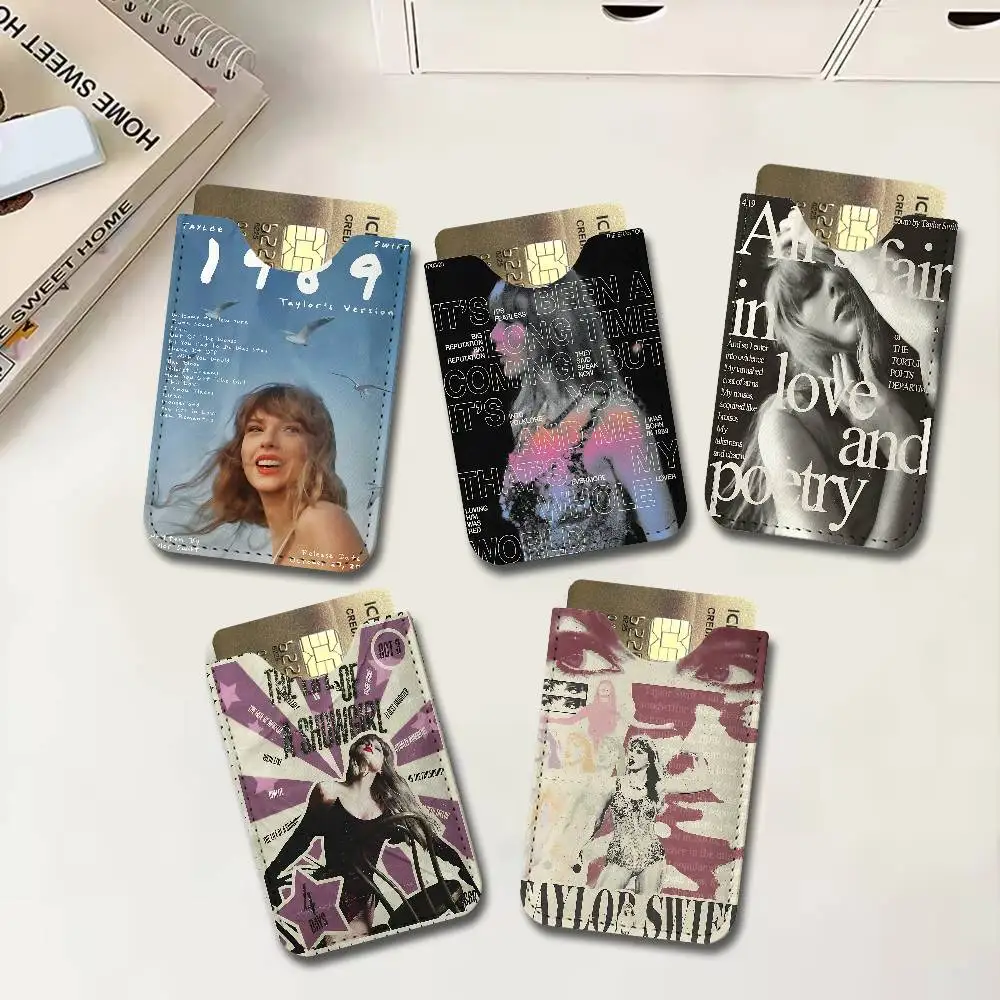 Singer T-Taylor Swift Men Leather Card Case, Minimalist Mini Credit/Bus ID Card Holder, Small Compact for Office Business