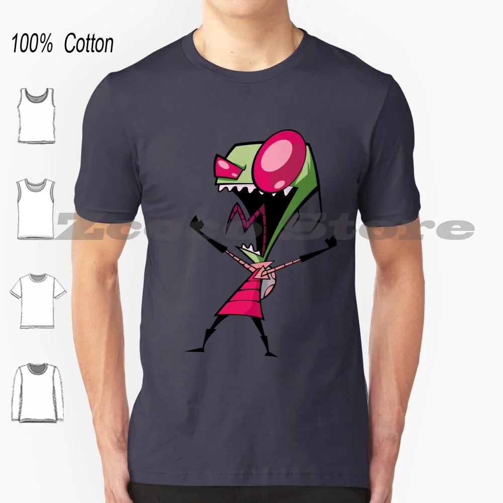 Invader Zim T Shirt 100% Cotton Comfortable High-Quality Invader Zim Zim Cartoon Vector Redkiwii Lies