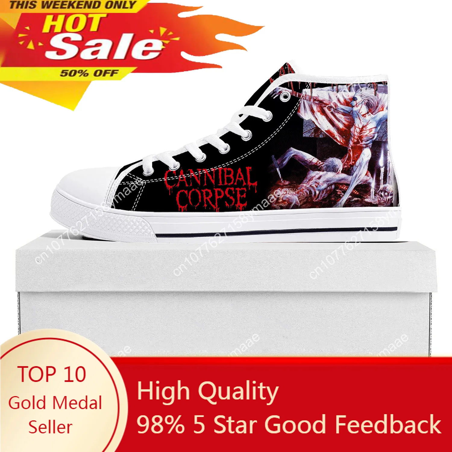 

Cannibal Corpse High Top Sneakers Mens Womens Teenager Canvas High Quality Death Metal Sneaker Casual Custom Made Shoes White