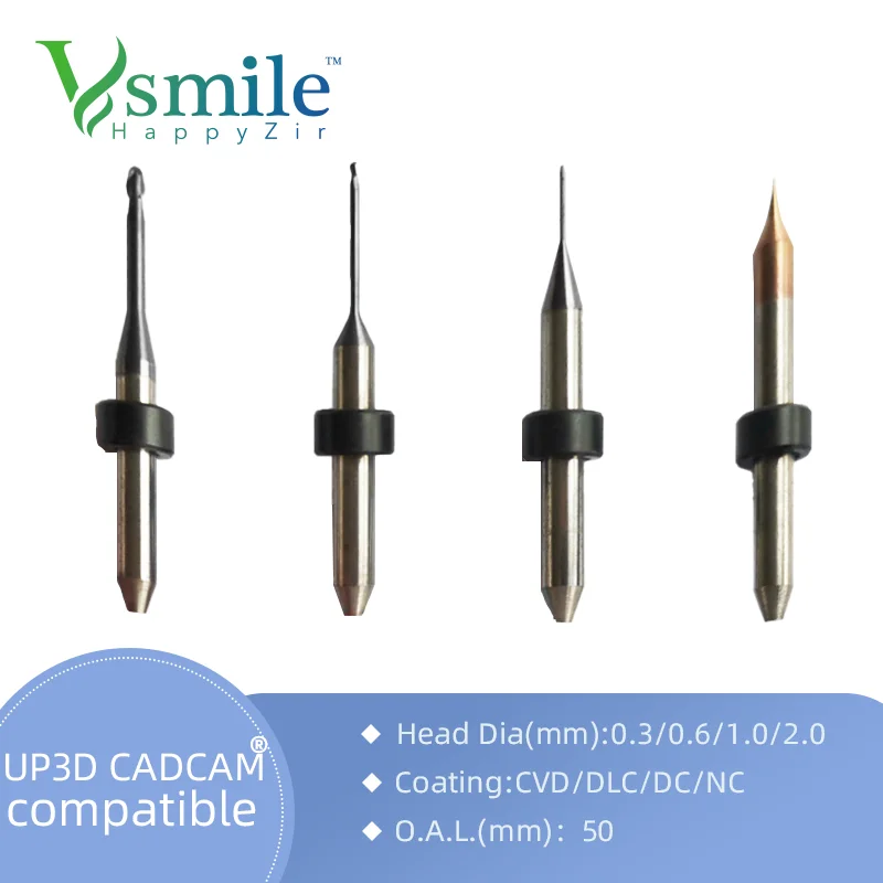 

Milling Burs for Zirconia/PMMA for Dental Lab use Milling Tool Compatible with Up3D P5 CADCAM Machine