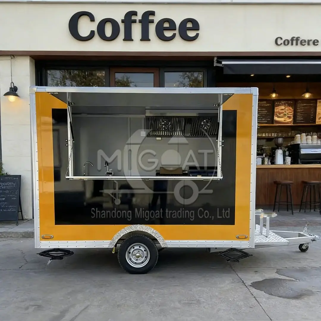 

Customizable Square Food Cart Mobile Kitchen Trailer with Exhaust Hood for Fast Food Business
