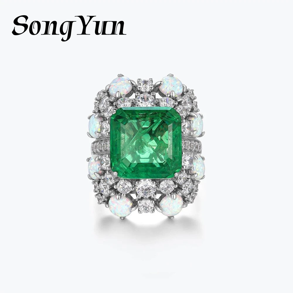 

SONGYUN Designer Jewelry 925 Sterling Silver Ring Zircon 5A Grade Triangle Eternity for Wife Real Gold Plated Fine Jewelry Rings