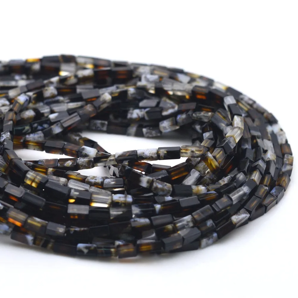 Natural 2x4mm Black Agate Jade Stone Rectangle Stone Loose Spacer Beads Strands Jewelry Making Accessories DIY Bead