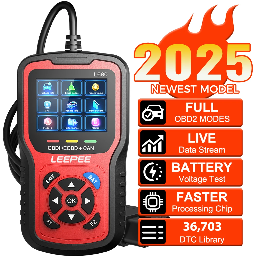 

Автомобильный считыватель кодов OBD2 L680 Универсальный тестер батареи OBD II EOBD сканер Автомобильные диагностические инструменты для проверки системы двигателя Облачная печать