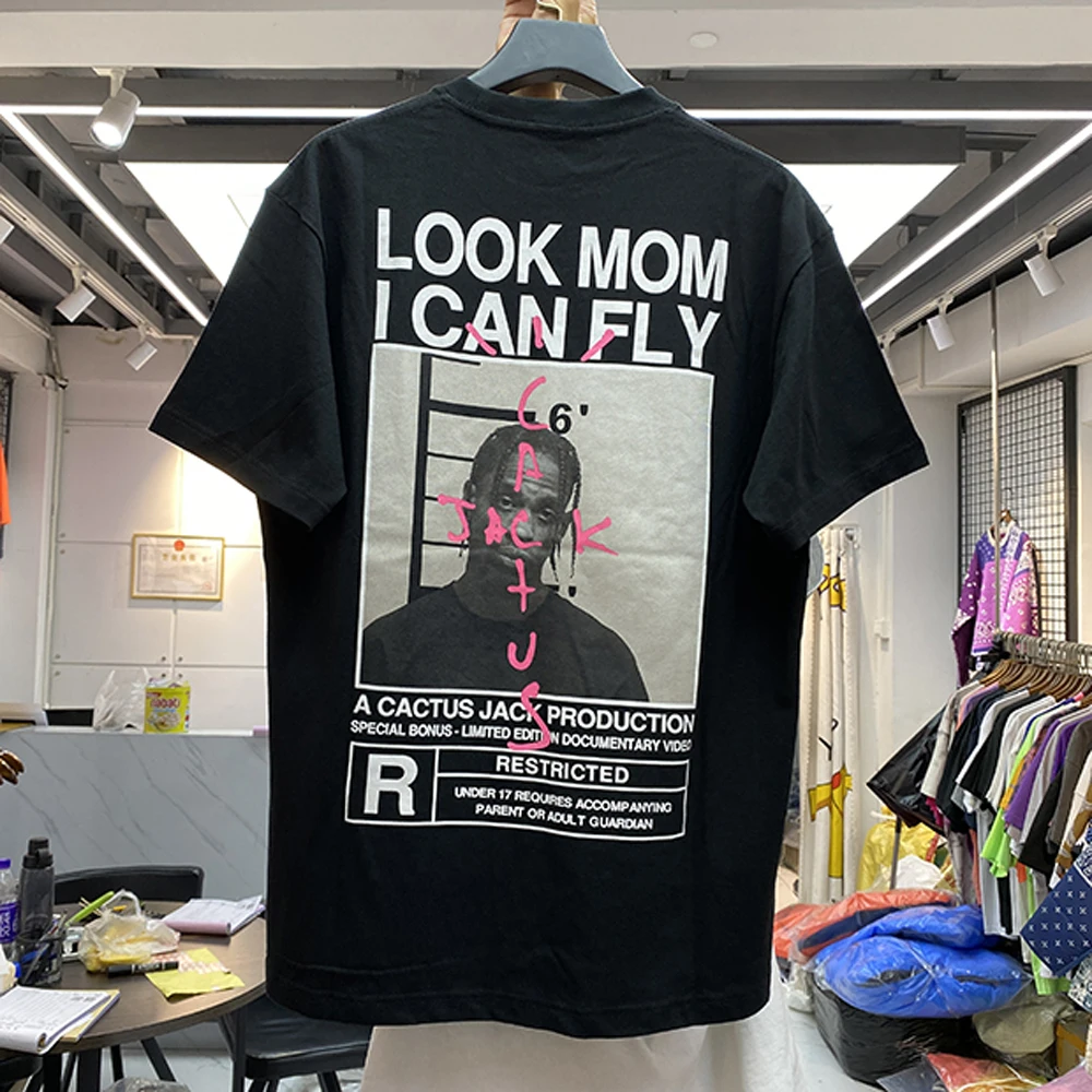 Summer T-Shirt LOOK MOM I CAN FLY Funny Print T Shirt Men Women Casual Cactus Jack Swag Hip Hop Streetwear Tee Tops