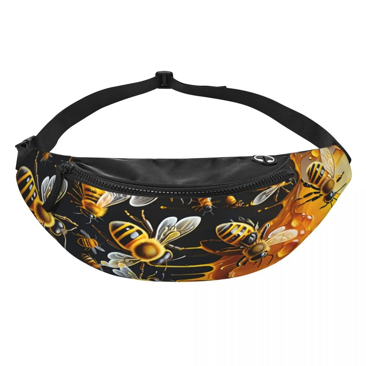 Custom Honey Bees Fanny Pack Men Women Crossbody Waist Bag for Cycling Camping Phone Money Pouch