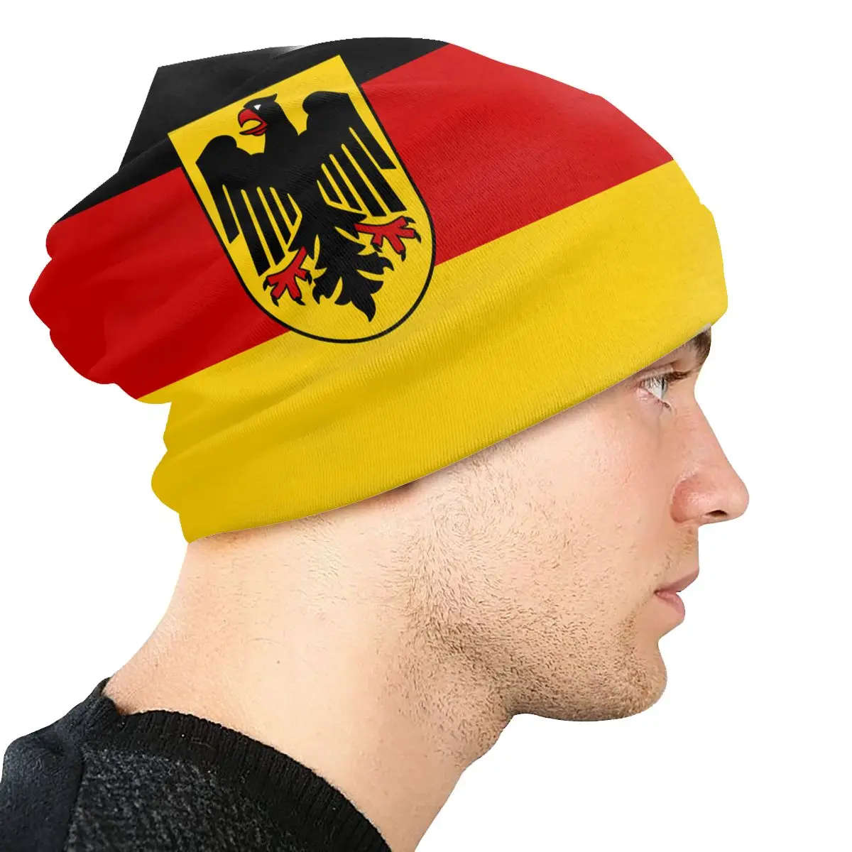 Custom Unisex Winter Warm Bonnet Homme Knitting Hats Street Germany Flag Beanie Cap Outdoor German Patriotic Beanies Caps For