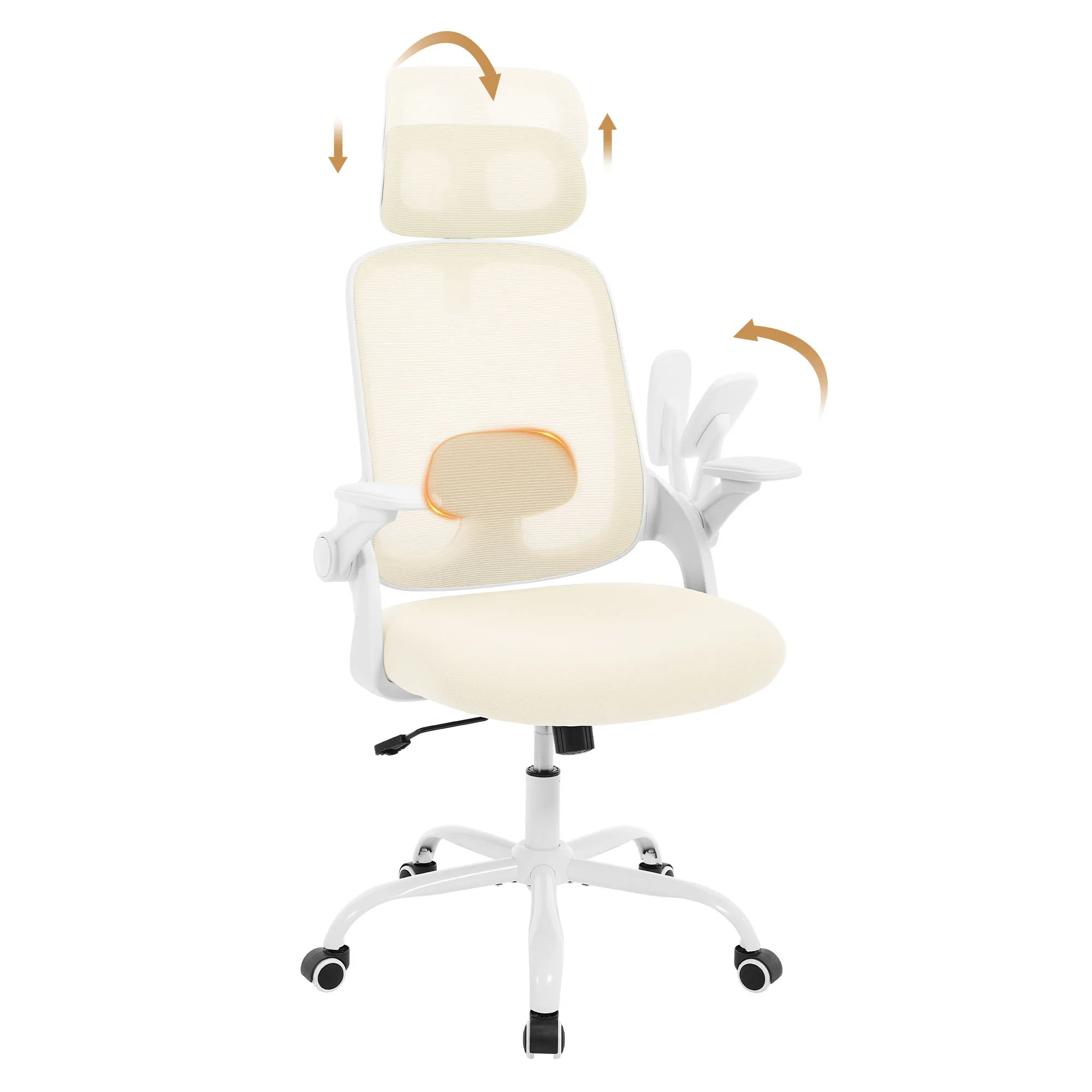 WOLTU Ergonomischer Bürostuhl aus Netzstoff, anhebbarer Gaming-Stuhl, drehbarer Computerstuhl mit Kopfstütze, verstellbare Lendenwirbelstütze, hohe Rückenlehne – Detail 6