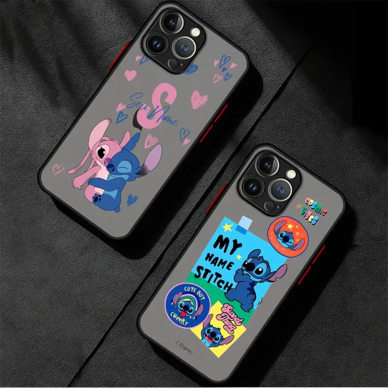 phone case for Apple iPhone 15 16 14 pro max 8 11 12pro xs x 13 mini Los casos matte frosted fundas Disney Stitch Angie Cool Art