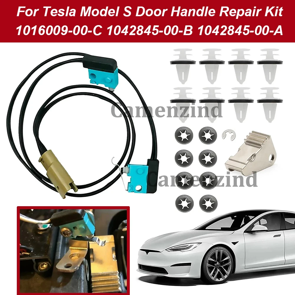 

Обновление для Tesla Model S, комплект для ремонта дверной ручки, жгут микропереключателей 1016009-00-C, лопатка ручки 1042845-00-B с зажимами для дверной панели