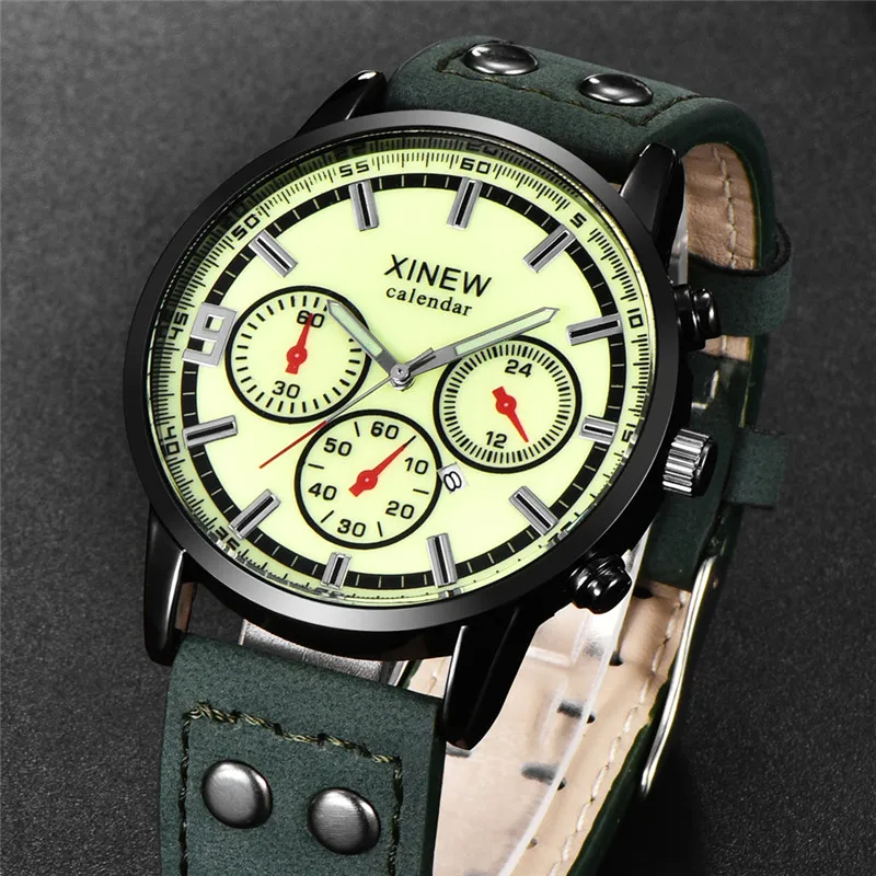 XINEW-reloj analógico de cuarzo para hombre, accesorio de pulsera de cuarzo resistente al agua con calendario, complemento deportivo masculino de marca de lujo con diseño militar, diseño informal y a la moda, 2024