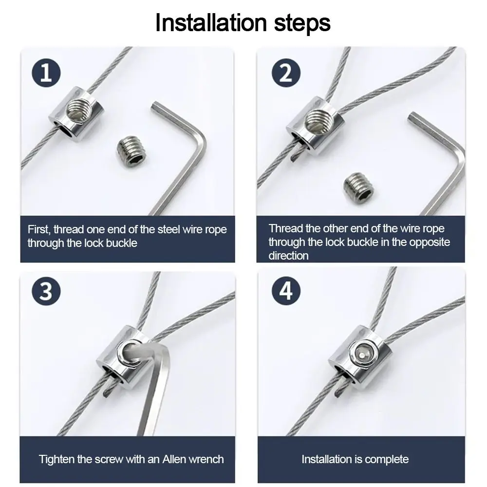 ลวดสลิงสแตนเลสใหม่ พร้อมตัวล็อค ขนาด 1.5/2/3/4 มม. แบบยืดหดได้ ปรับความยาวได้ สำหรับแขวนไฟ