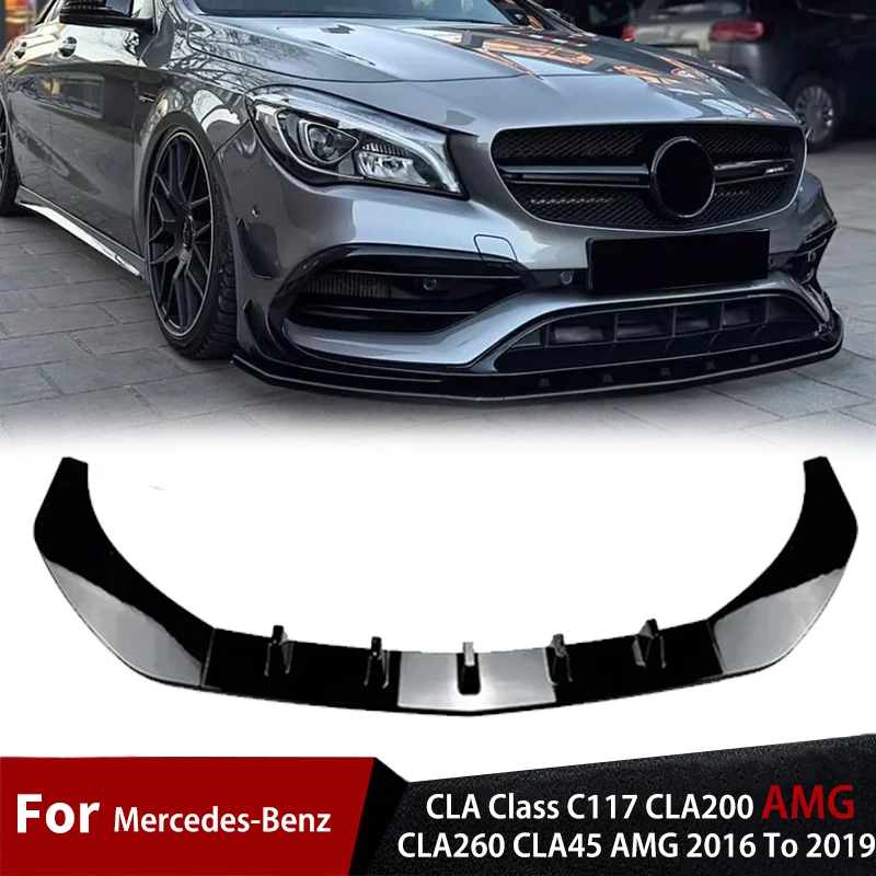 For Mercedes Benz CLA Class C117 CLA200 CLA260 CLA45 AMG 2016 To 2019 Car Front Lip Bumper Protector Cover Spoiler Diffuser