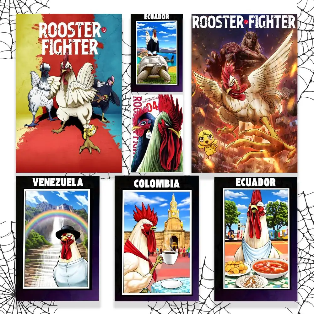 Anime R-Rooster Fighter Poster Graphic Wall Art Poster HD Waterproof PP Paper Print for Bedroom Living Room Office Decor Gift