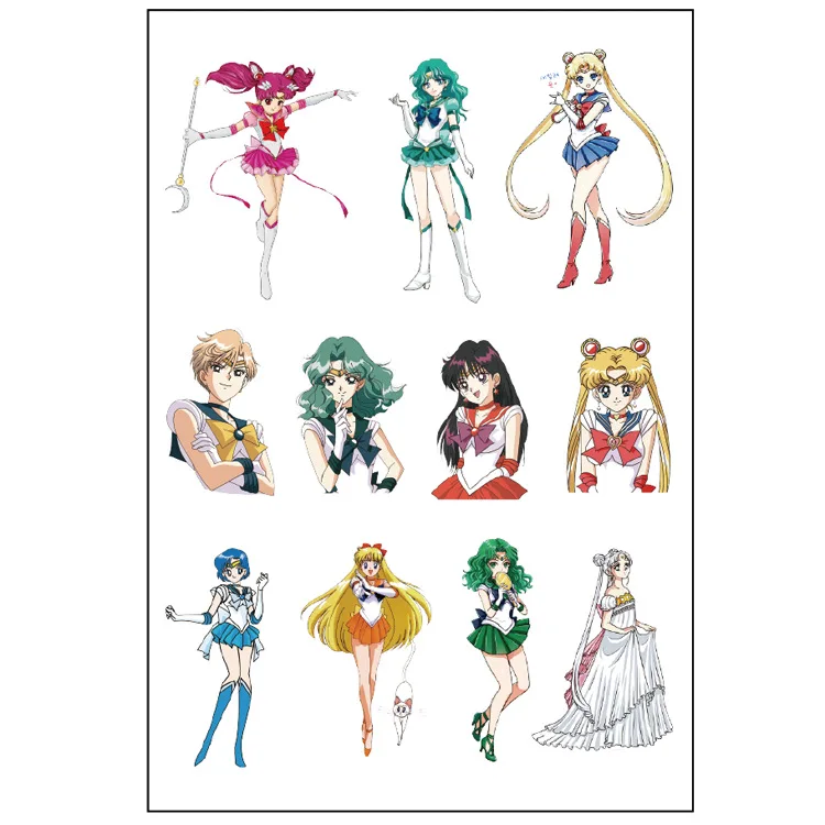 Autocollants de dessin animé Sailor Moon, autocollants transparents en PVC, téléphone portable, ordinateur, album, journal intime, compte à main, 8