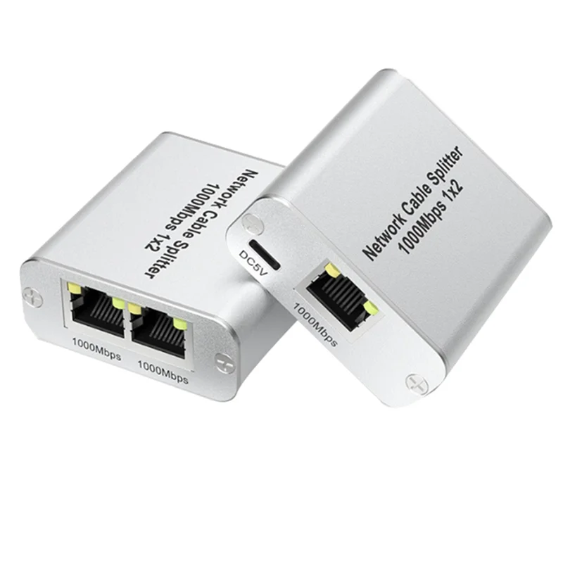 A21I-Ethernet Splitter 1 To 2 High Speed Gigabit Ethernet Switch 2 Port Internet RJ45 LAN Splitter For Cat5/5E/6/7/8 Cable
