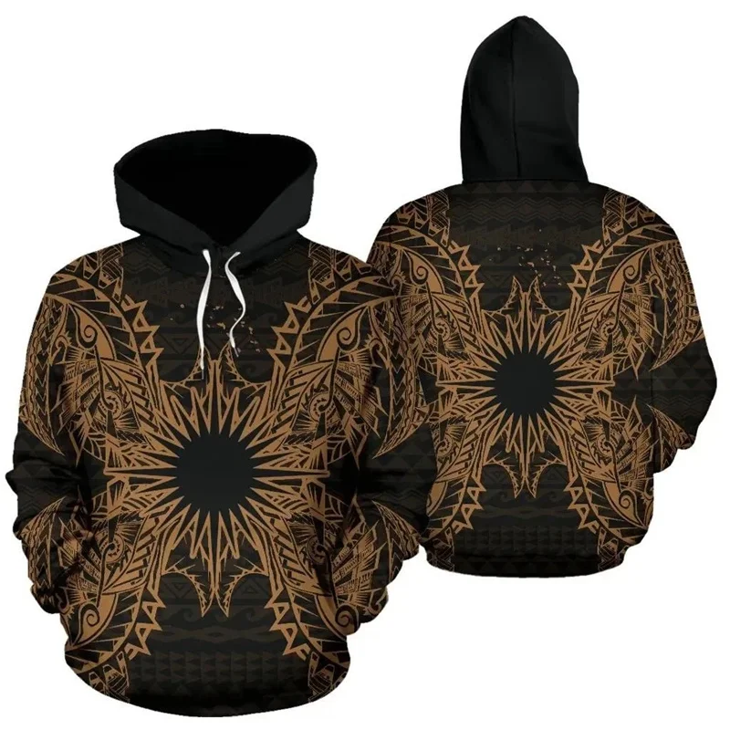 Fashion Island Country Flag Pattern Hoodie Men Tribal Culture Retro Polynesian 3D Printed Sweatshirt Casual Hoodies Pullover