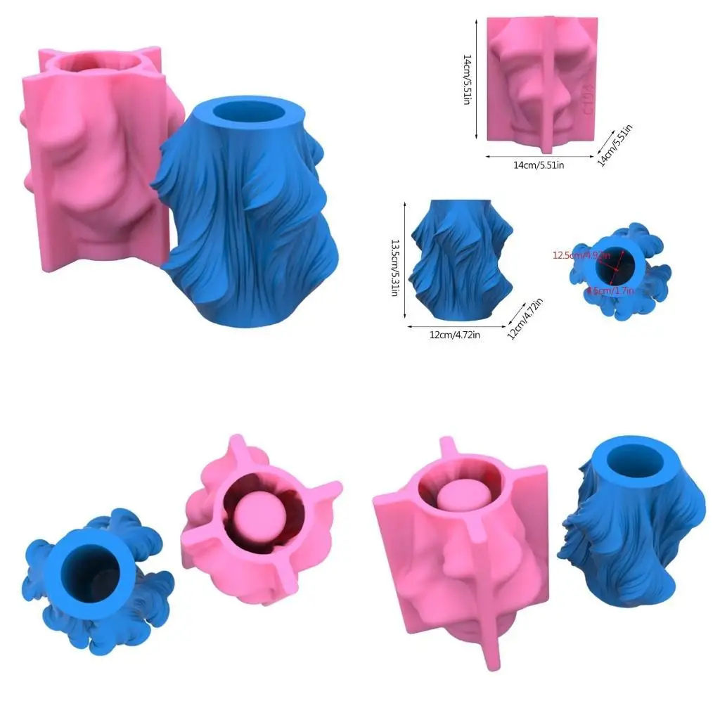 

J78F Epoxy Large Art Flower Pot Silicone Mold Mirror Resin Storage Mold