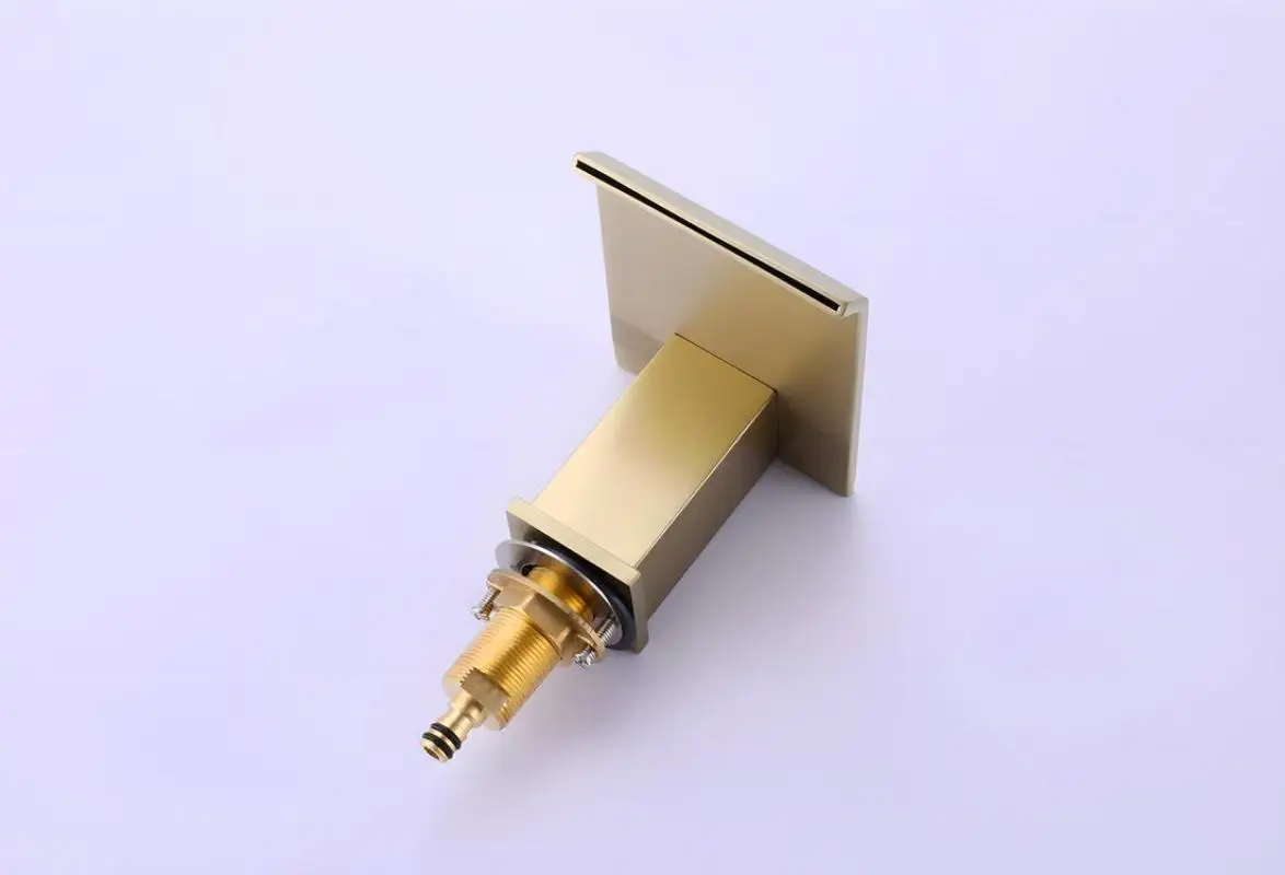 صنبور الحمام النحاسي الفاخر مع تصميم الذهب المصقول شلال بالوعة الحمام صنبور مع 2 خراطيم التوريد 3 حفرة نحى النيكل #3