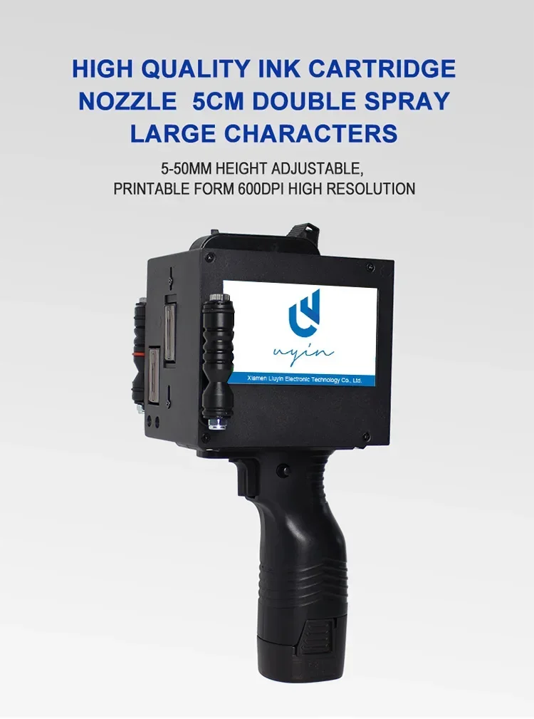 Uyin 50 مللي متر يده انتهاء الصلاحية الباركود النافثة للحبر طابعة تاريخ الطباعة التشفير دفعة رقم النافثة للحبر الكرتون صندوق التعبئة الخارجي النافثة للحبر